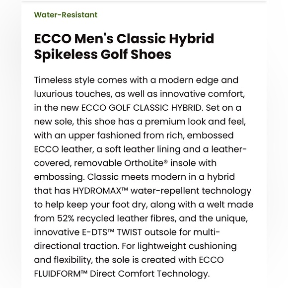 Ecco Men’s Classic Hybrid Golf Shoes-Mocha-Size 11-11.5 NIB⛳️ - Picture 8 of 11